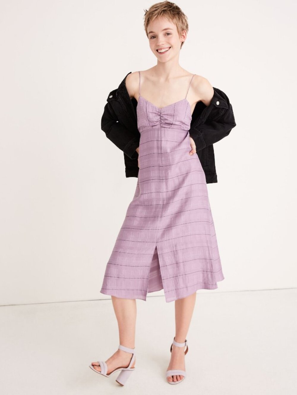 Madewell Serene Lavender Tie-Back Cami Midi Dress Size 6